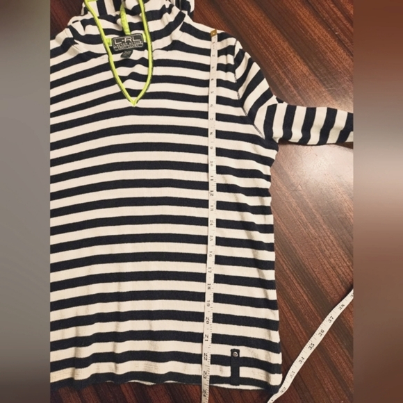 Lauren Ralph Lauren Active Navy White Stripe Waffle Knit Hoodie Navy Pant Set XL - Picture 13 of 16